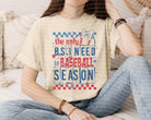 Gray baseball season graphic tee by Anchored Grace Boutique with bold text, perfect for casual wear and baseball fans.