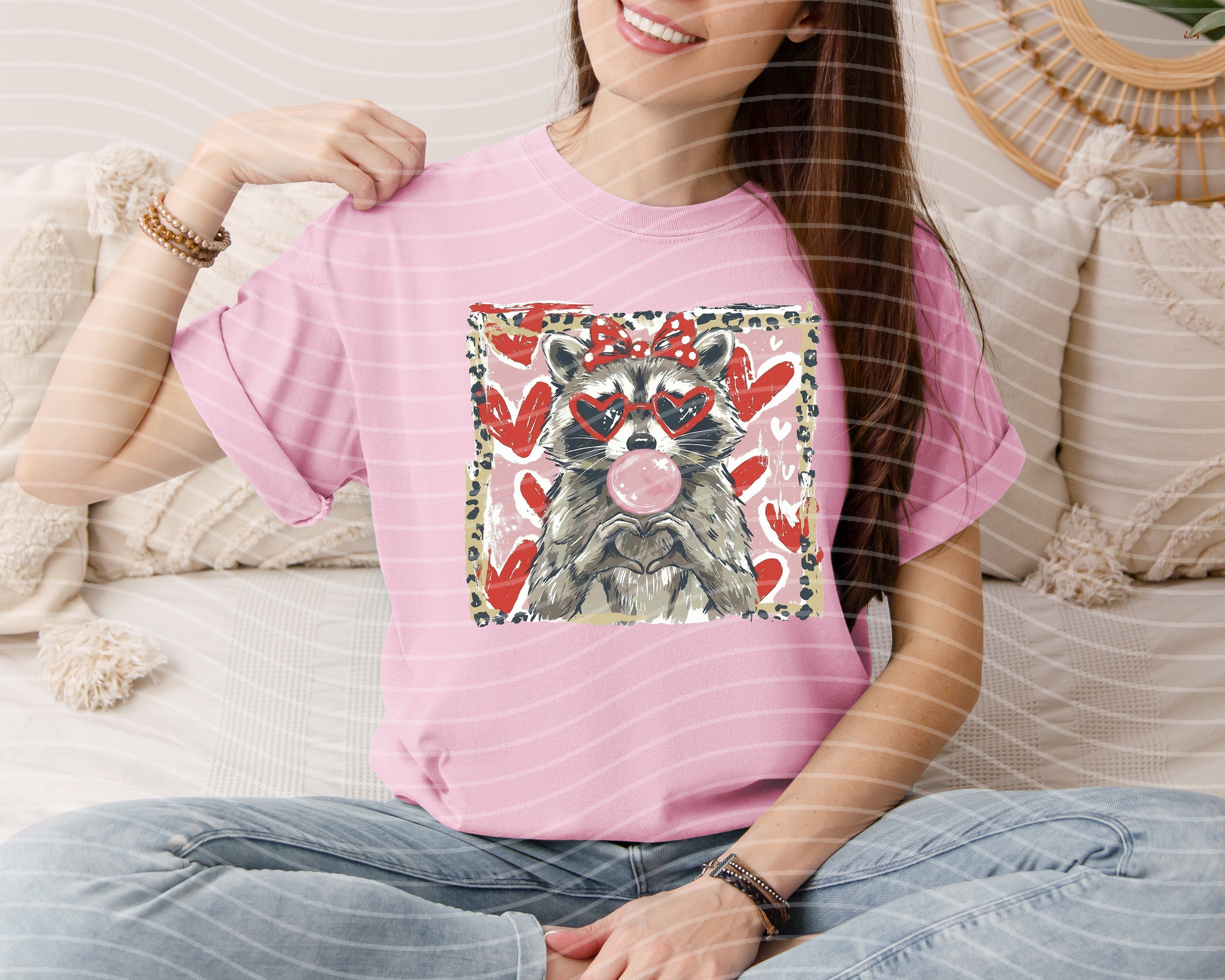 Leopard and raccoon graphic tee from Anchored Grace Boutique featuring a colorful animal design on soft cotton fabric.