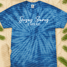 Black Jesus Saves I Spend graphic tee from Anchored Grace Boutique featuring bold white text on the front.