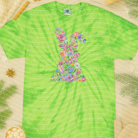 Floral bunny graphic tee from Anchored Grace Boutique featuring a colorful bunny design on soft cotton fabric.