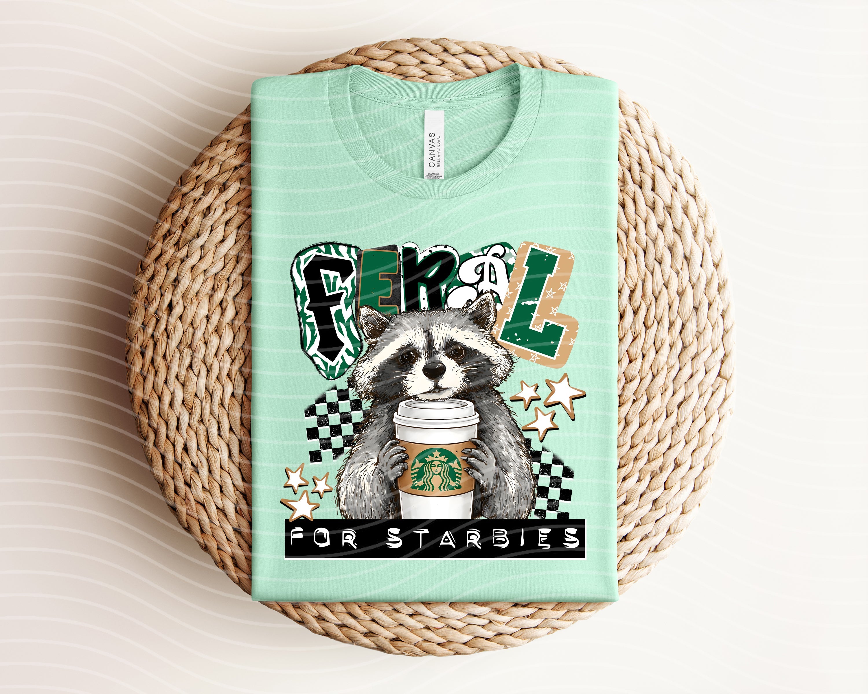 Feral for Starbies graphic tee by Anchored Grace Boutique, featuring a stylish design on a casual cotton t-shirt.