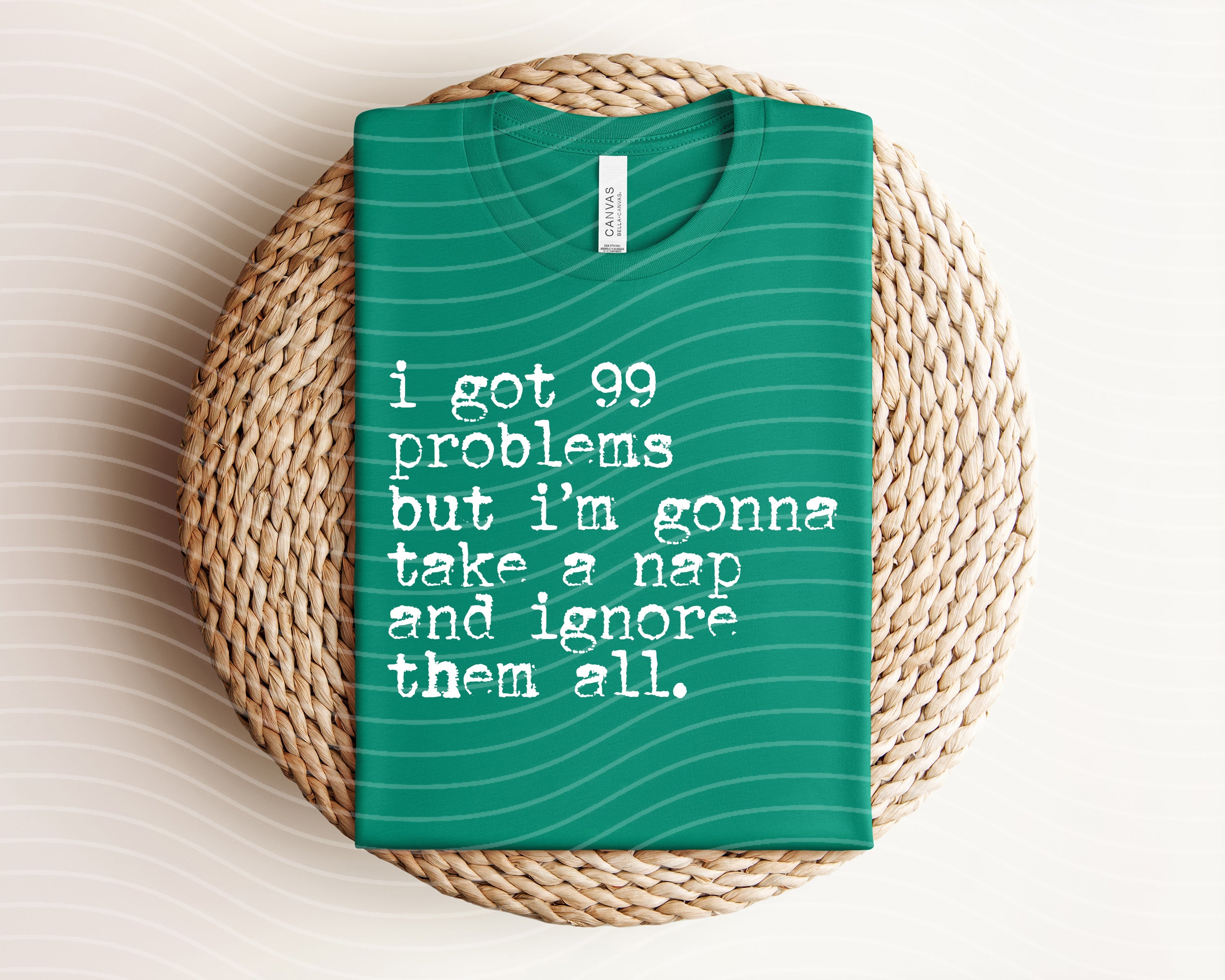 Black I Got 99 Problems graphic tee by Anchored Grace Boutique with bold white text on the front.