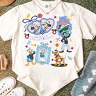 Anchored Grace Boutique DCL Cruise Line graphic tee featuring a colorful cruise ship and nautical design on soft cotton fabric.