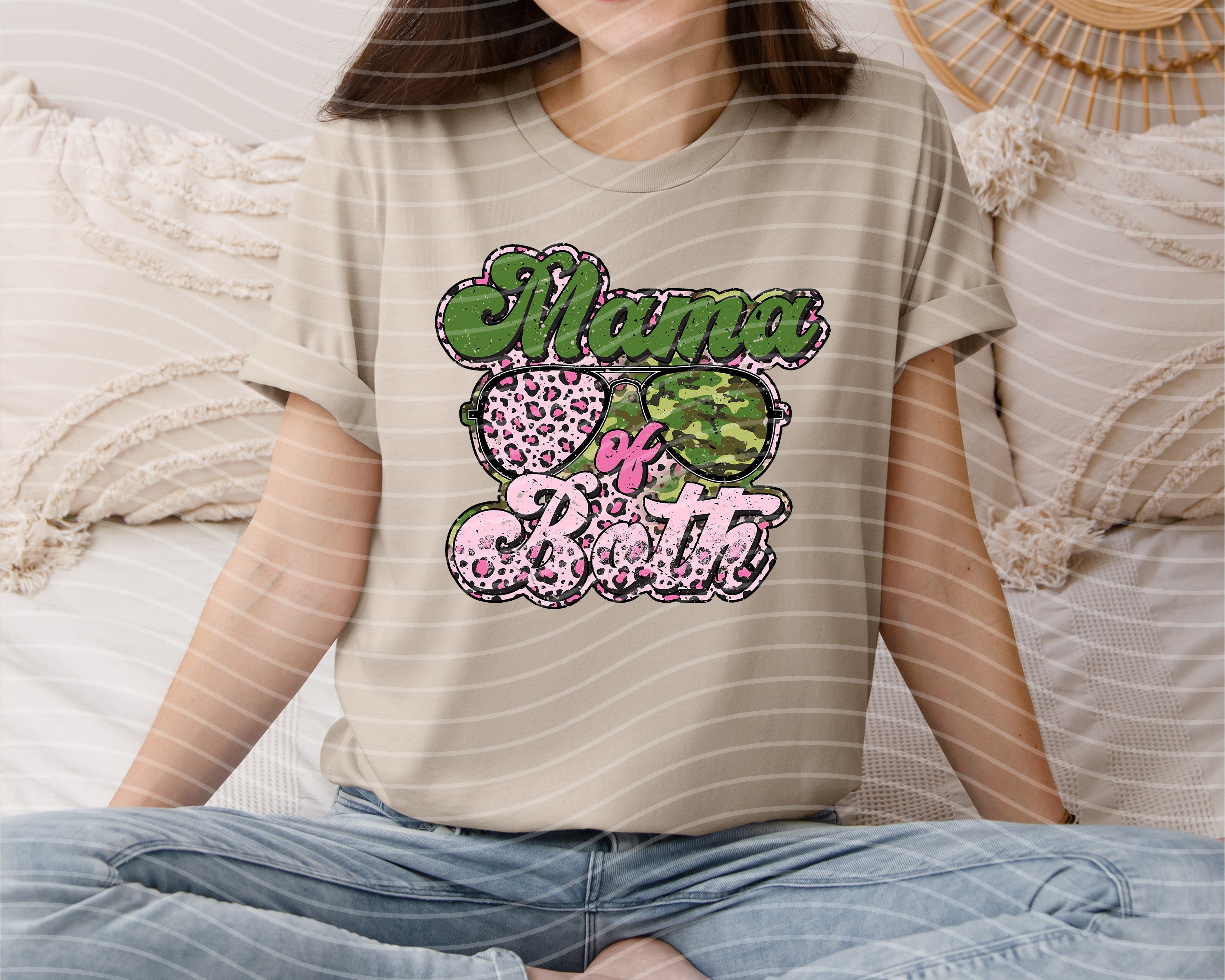 Mama of Both graphic tee by Anchored Grace Boutique, featuring a stylish design on a comfortable casual t-shirt.
