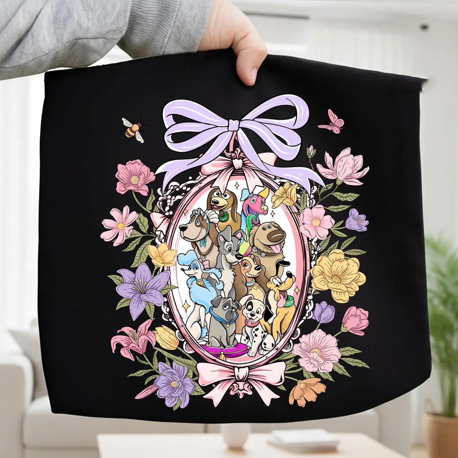 Framed Dogs graphic tee by Anchored Grace Boutique featuring a stylish dog illustration on a casual t-shirt.