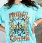 Friday is Good graphic tee by Anchored Grace Boutique featuring a casual, stylish design with bold text on soft fabric.