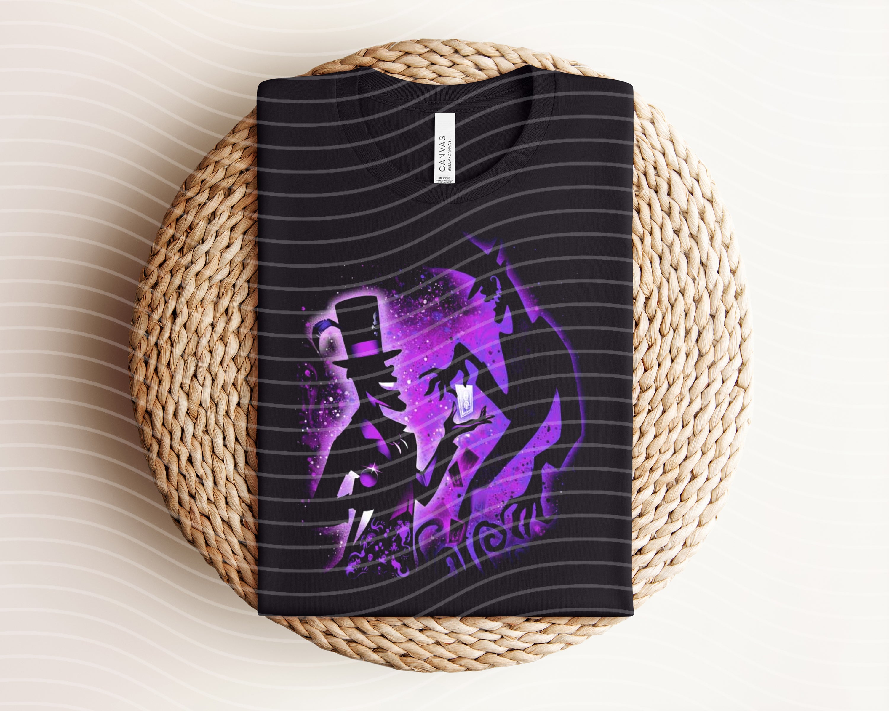 Dark graphic tee featuring Dr Facilier design from Anchored Grace Boutique, with vibrant colors and detailed villain illustration.