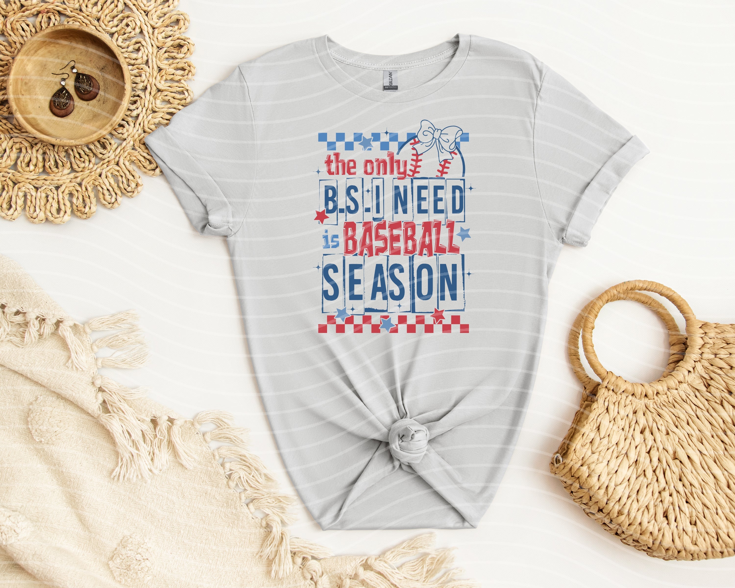 Gray baseball season graphic tee by Anchored Grace Boutique featuring bold lettering and a casual fit.