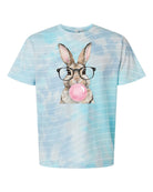 Pink bubblegum bunny graphic tee from Anchored Grace Boutique, featuring a playful bunny illustration on a casual t-shirt.