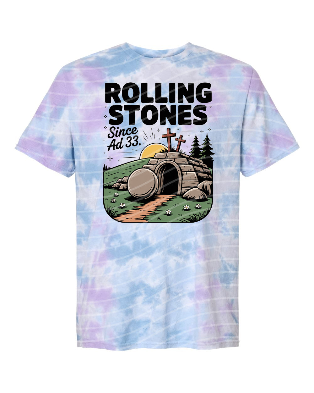 Black Rolling Stones graphic tee from Anchored Grace Boutique, featuring band logo and vintage-inspired design.