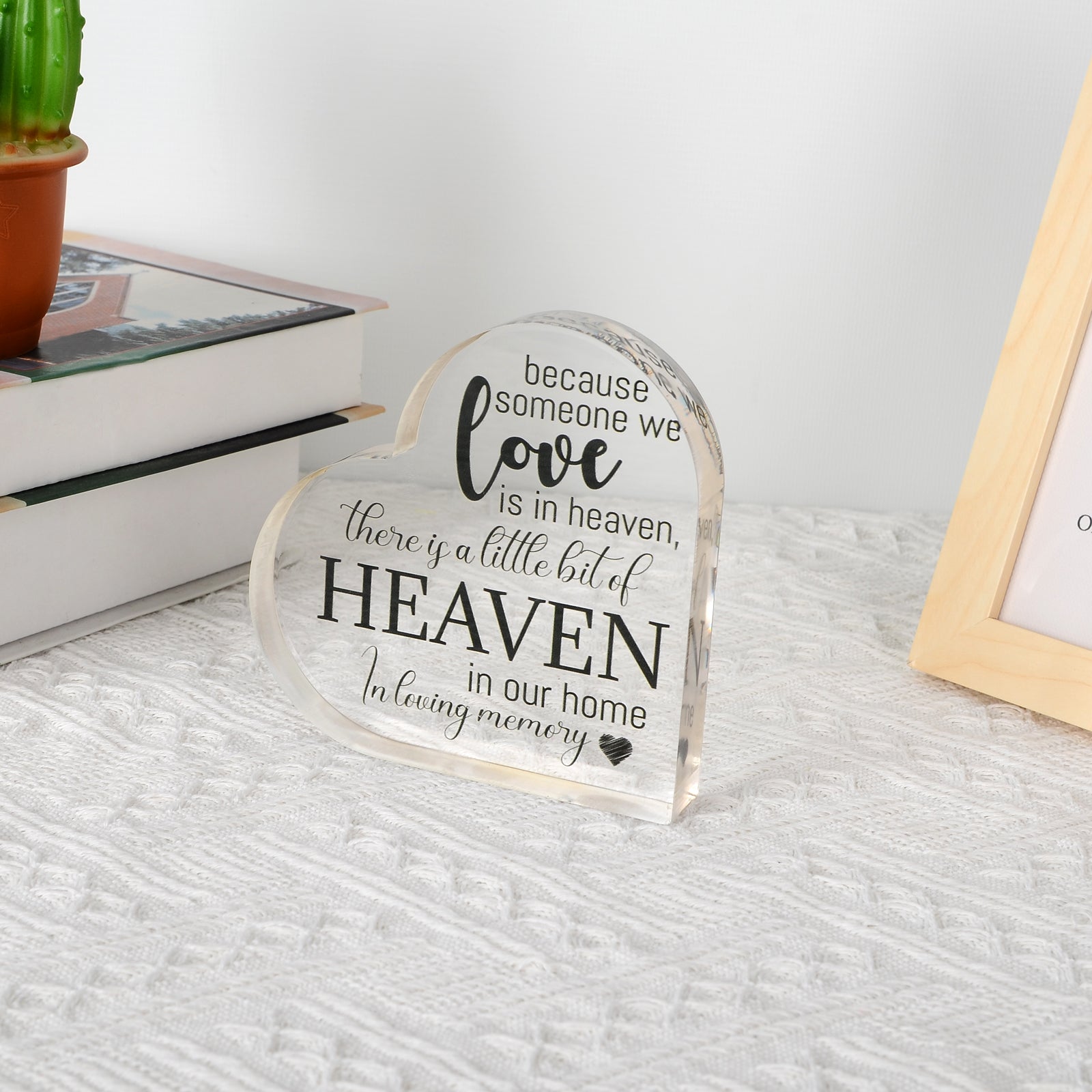 Acrylic memorial heart with gift box by The Wind Chime Co, featuring a heartfelt design for remembrance and home decor.