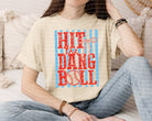 Black graphic tee featuring the "Hit the Dang Ball" design from Anchored Grace Boutique, casual shirt with bold print.