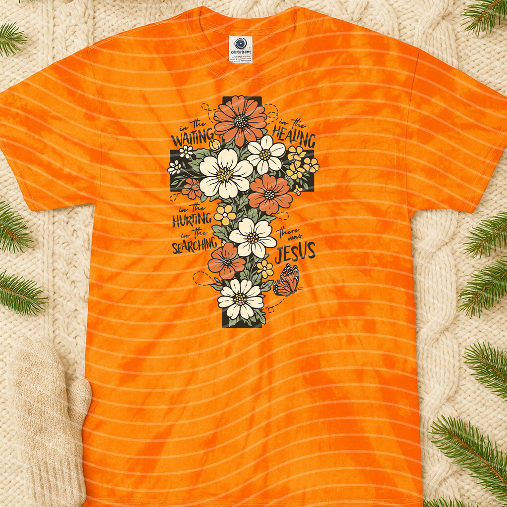Black graphic tee featuring "There Was Jesus" design from Anchored Grace Boutique, casual wear with faith-inspired artwork.