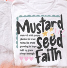 Mustard Seed Faith graphic tee from Anchored Grace Boutique featuring a Christian-inspired design on a casual cotton t-shirt.