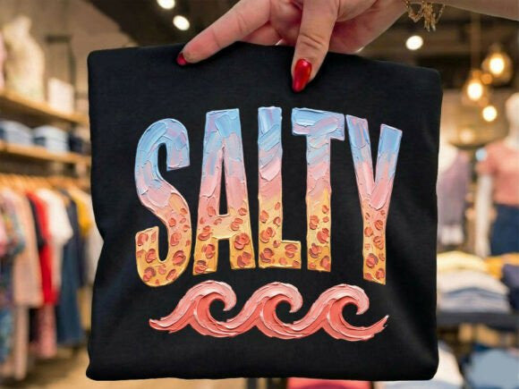 Salty graphic tee by Anchored Grace Boutique featuring a nautical-themed design on a casual cotton t-shirt.