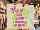 Sun and Sand graphic tee featuring a margarita glass design, casual cotton t-shirt from Anchored Grace Boutique.