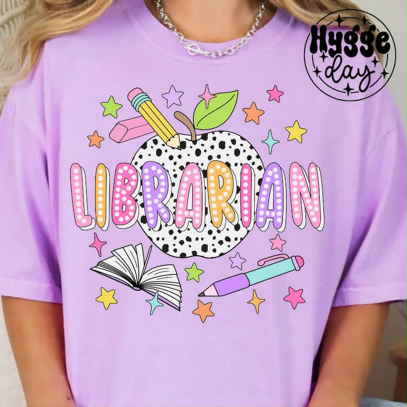 Librarian graphic tee from Anchored Grace Boutique featuring a stylish design with book and reading-themed artwork.