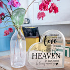 Acrylic memorial heart with "Heaven In Our Home" inscription, presented in a gift box, from The Wind Chime Co.