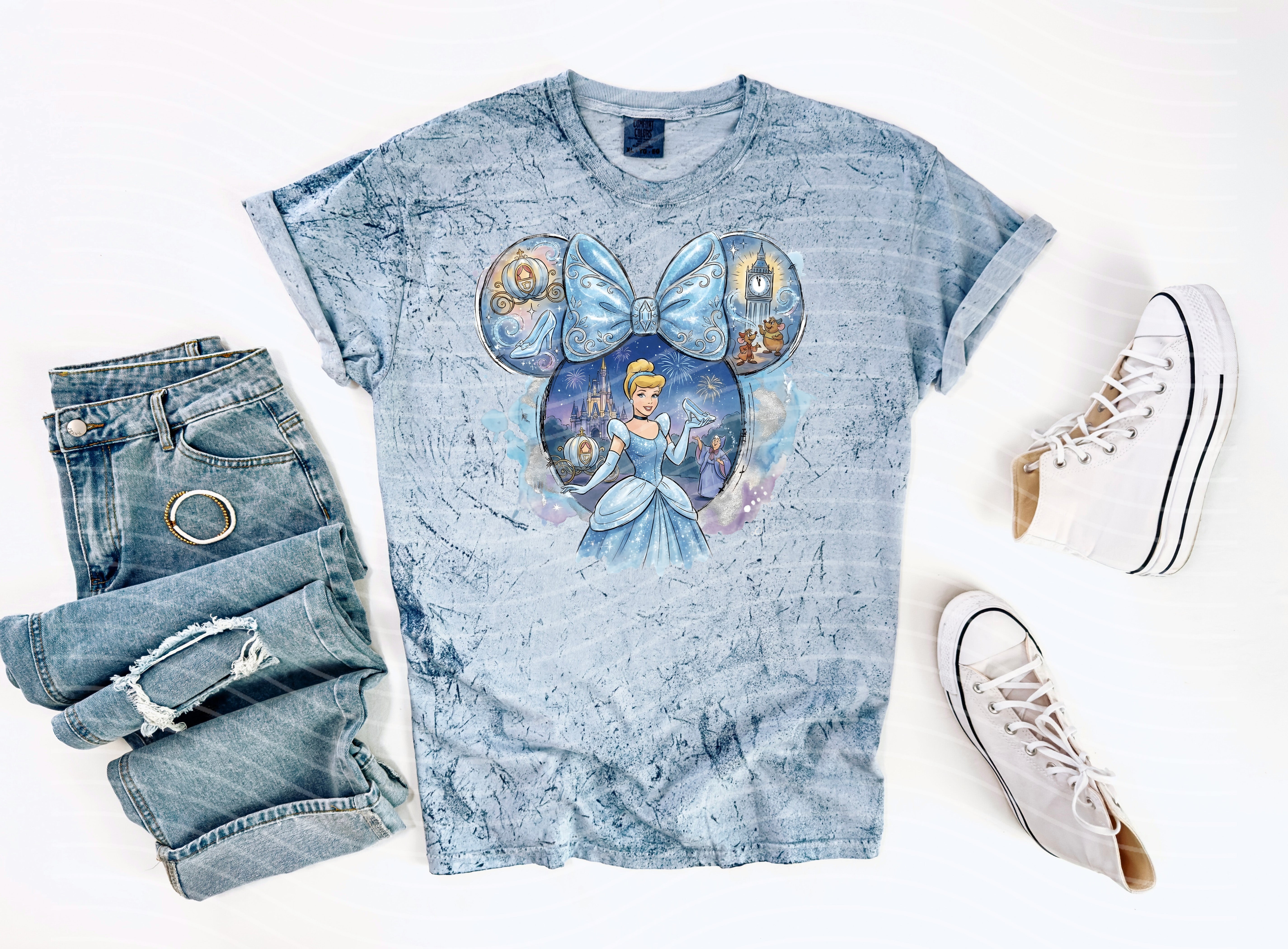 Cinderella Friend graphic tee by Anchored Grace Boutique, featuring a playful Cinderella design on a casual cotton shirt.