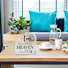 Acrylic memorial heart with gift box from The Wind Chime Co, engraved with "Heaven In Our Home," displayed in a gift box.