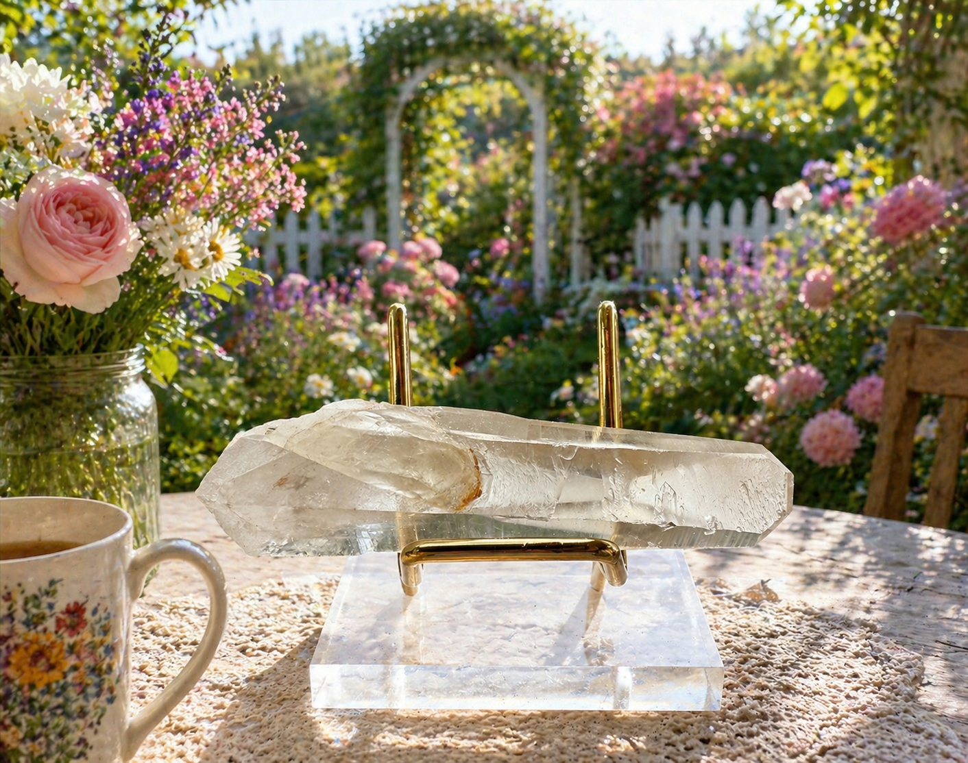 Lemurian Quartz Point with natural crystal formation, clear and with subtle striations, from 1 Practical Magic Store.