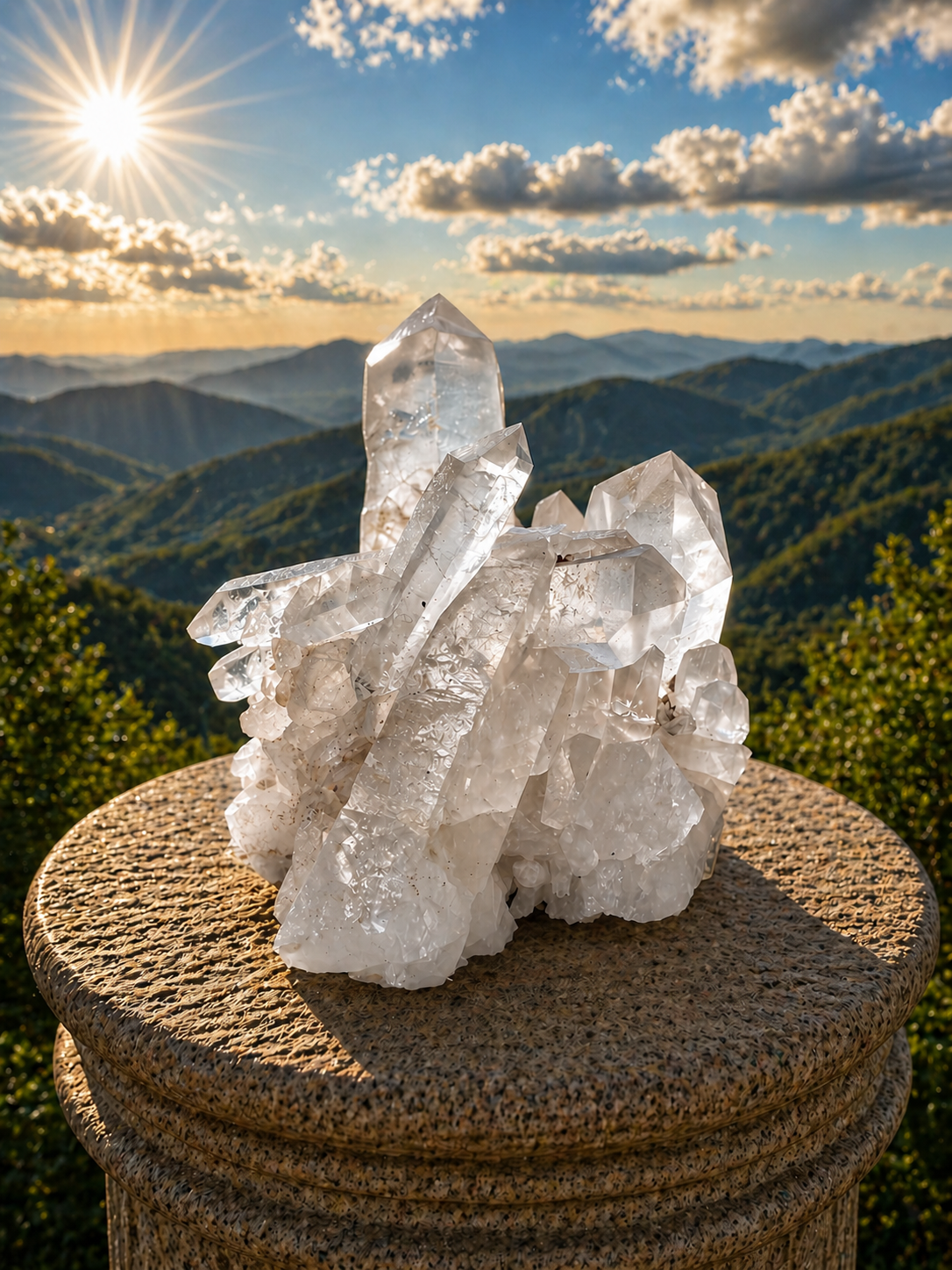Clear quartz point cluster from Practical Magic Store showing multiple translucent quartz points with natural crystal formations.