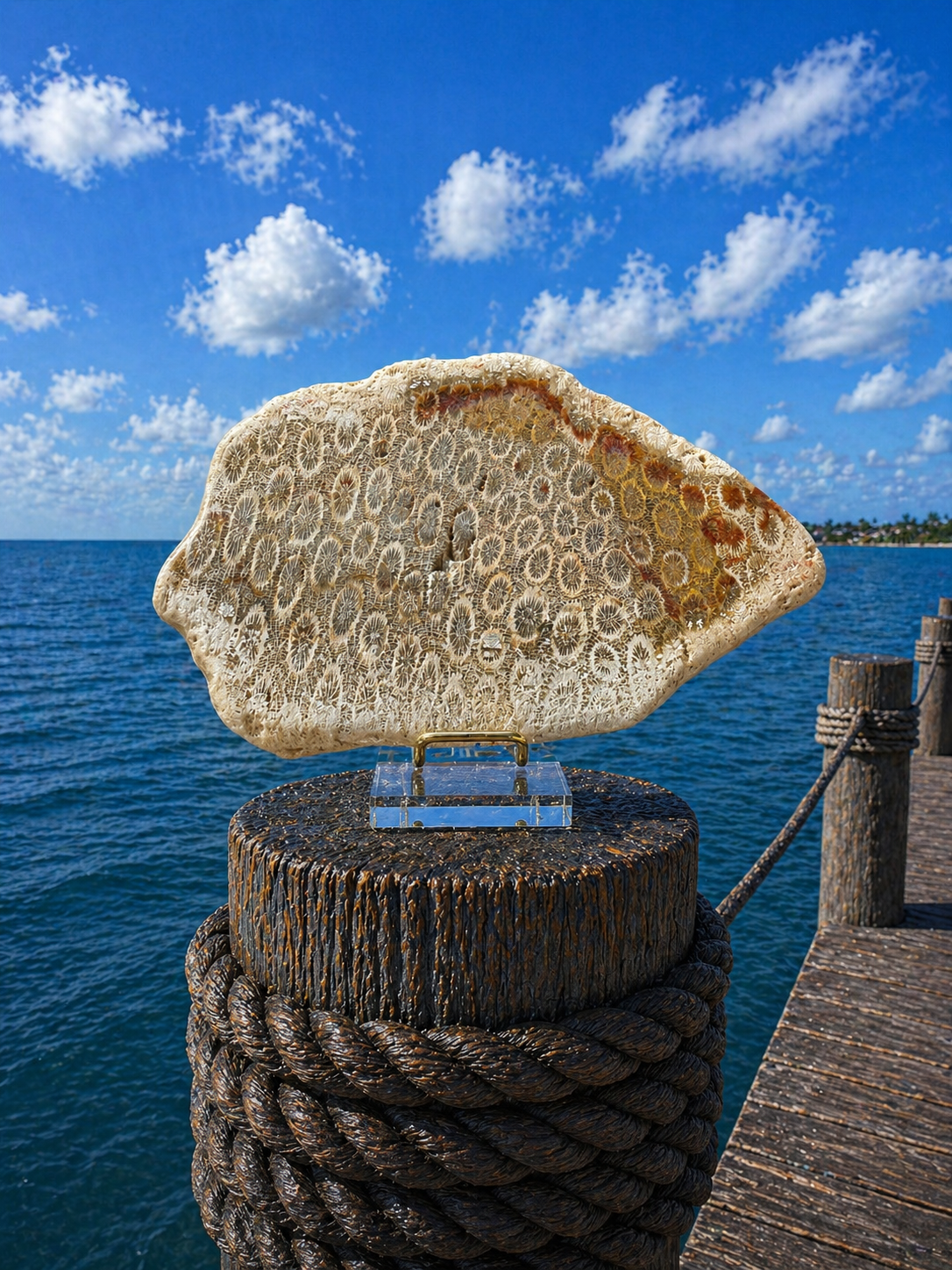 Fossilized coral slabs with intricate patterns and natural earthy tones, ideal for jewelry making or decorative projects.