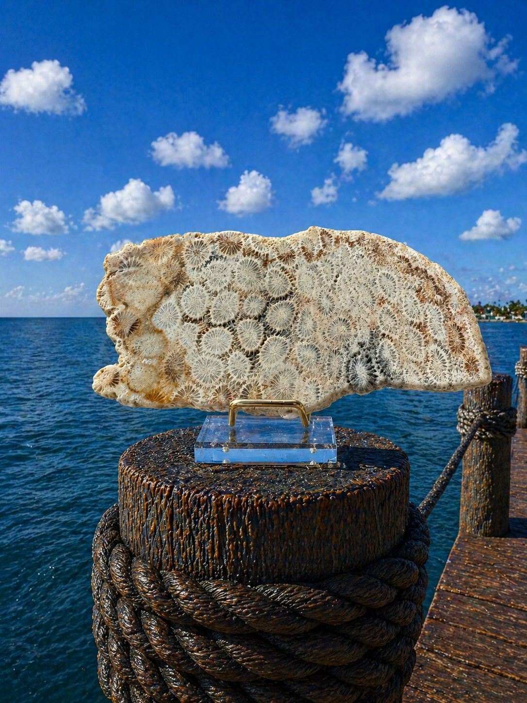 Fossilized coral slabs showcasing intricate natural patterns and textures, ideal for jewelry making or decorative projects.