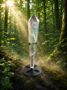 Rainbow fluorite wand from 1 Practical Magic Store featuring vibrant, multicolored crystal with smooth, polished surface.