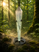 Rainbow fluorite wand with vibrant bands of color, polished and cylindrical, from 1 Practical Magic Store.