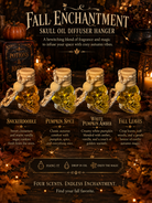 Spooky skull hanging oil diffuser accessory with autumn-inspired design, perfect for Halloween or fall-themed decor.