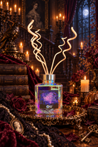 Lady in lace reed diffuser by 1 Practical Magic Store, showcasing an elegant glass bottle with reeds for fragrant home decor.