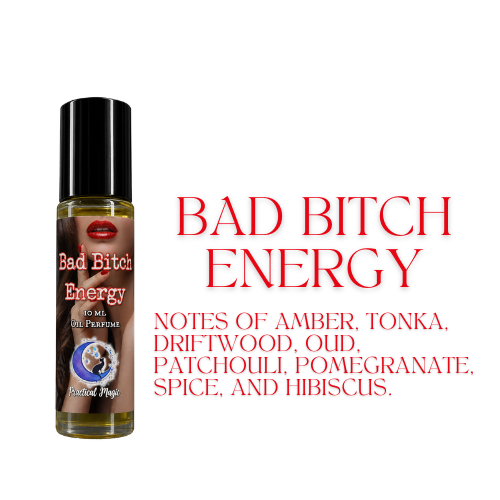 Illustration of Practical Magic Top Favorites 10ml roller perfume with floral, sweet, earthy, and masculine scents in a colorful design.