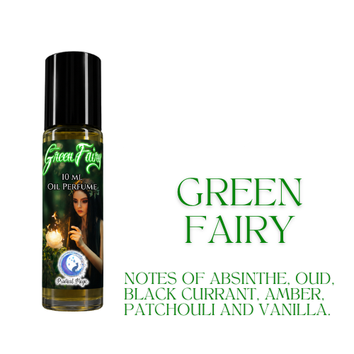 Illustration of Practical Magic Top Favorites 10ml roller perfume with floral and sweet scent design in pink and blue colors.