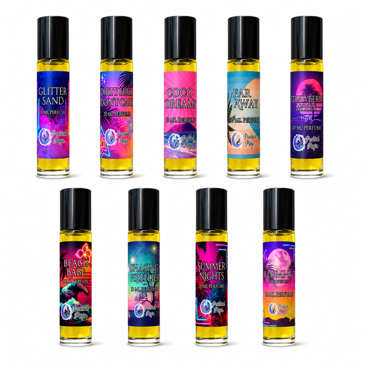 Summer Edition perfume oil for women, roll-on fragrance with floral, tropical citrus scent, made with jojoba oil, vegan and alcohol-free.