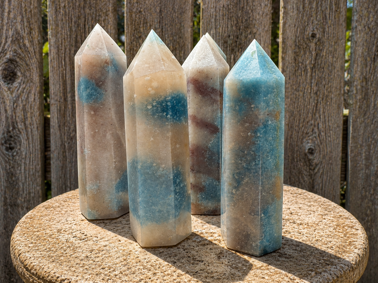 Trolleite Tower from Practical Magic Store, a tall mineral tower with deep blue and green trolleite crystals for energy and decor