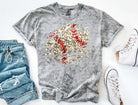 Faux glitter baseball graphic tee from Anchored Grace Boutique featuring a sporty design and casual fit.