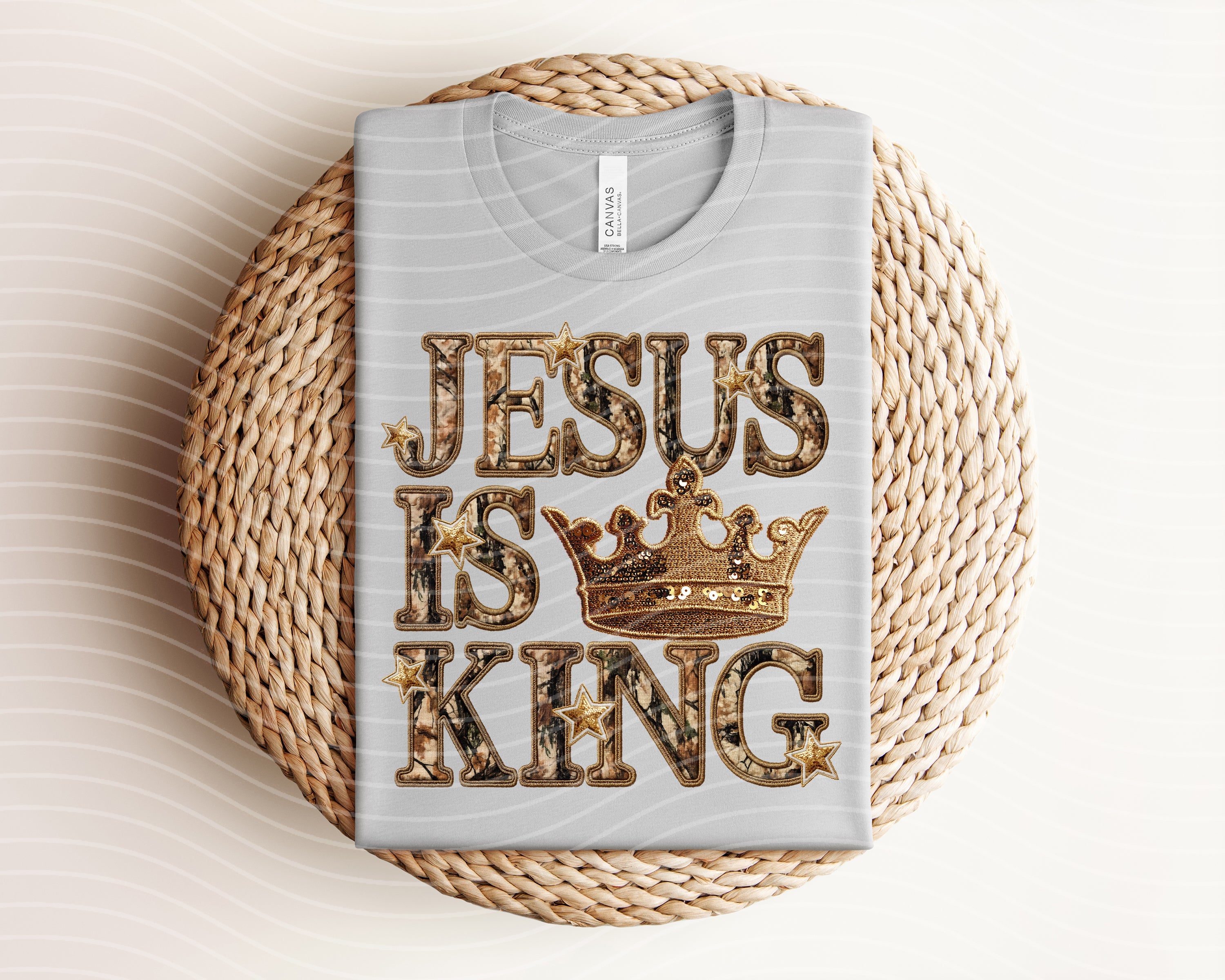 Jesus is King graphic tee by Anchored Grace Boutique featuring a bold religious design on a stylish unisex T-shirt.