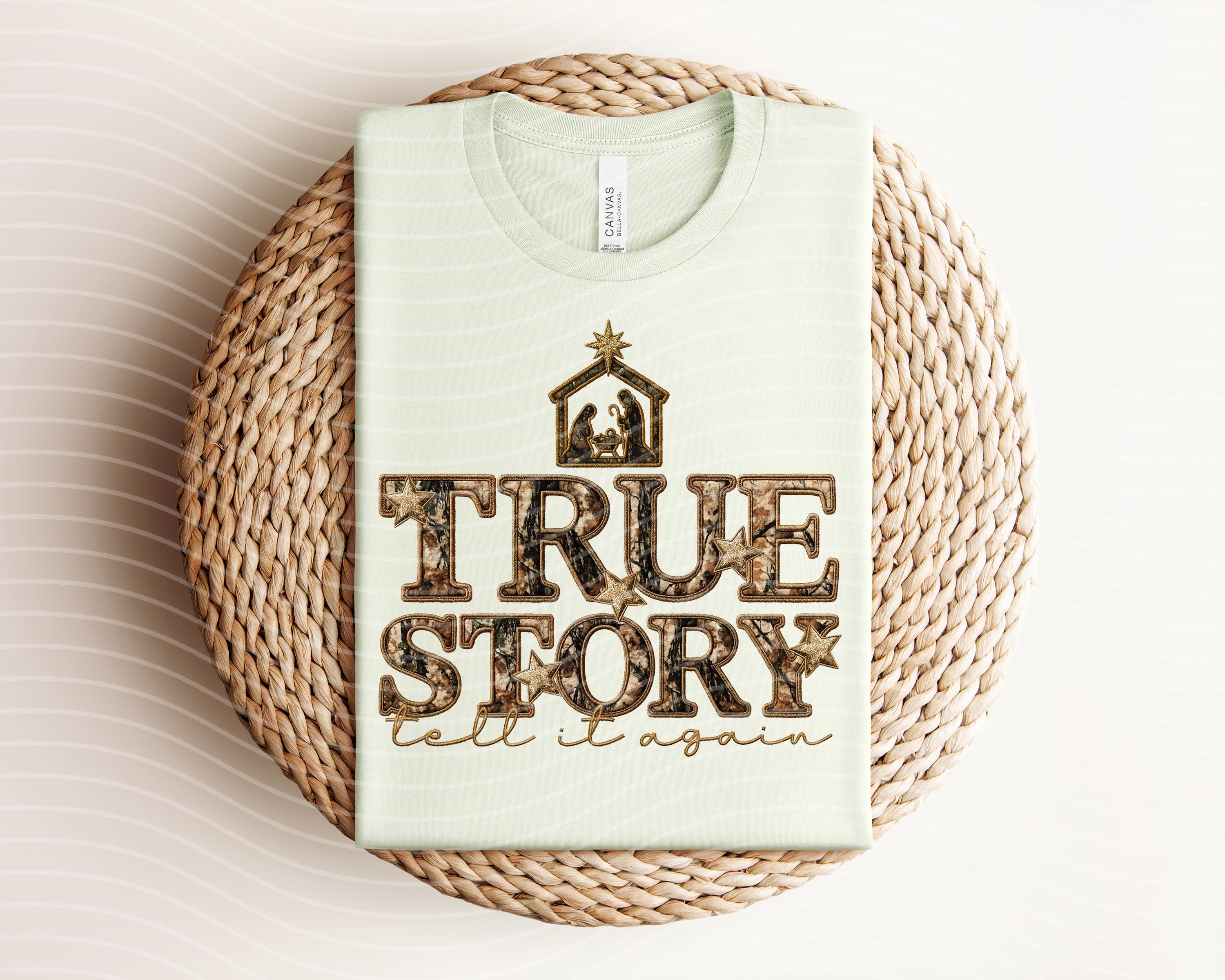True Story Tell It Again graphic tee by Anchored Grace Boutique featuring a stylish casual t-shirt with graphic design.