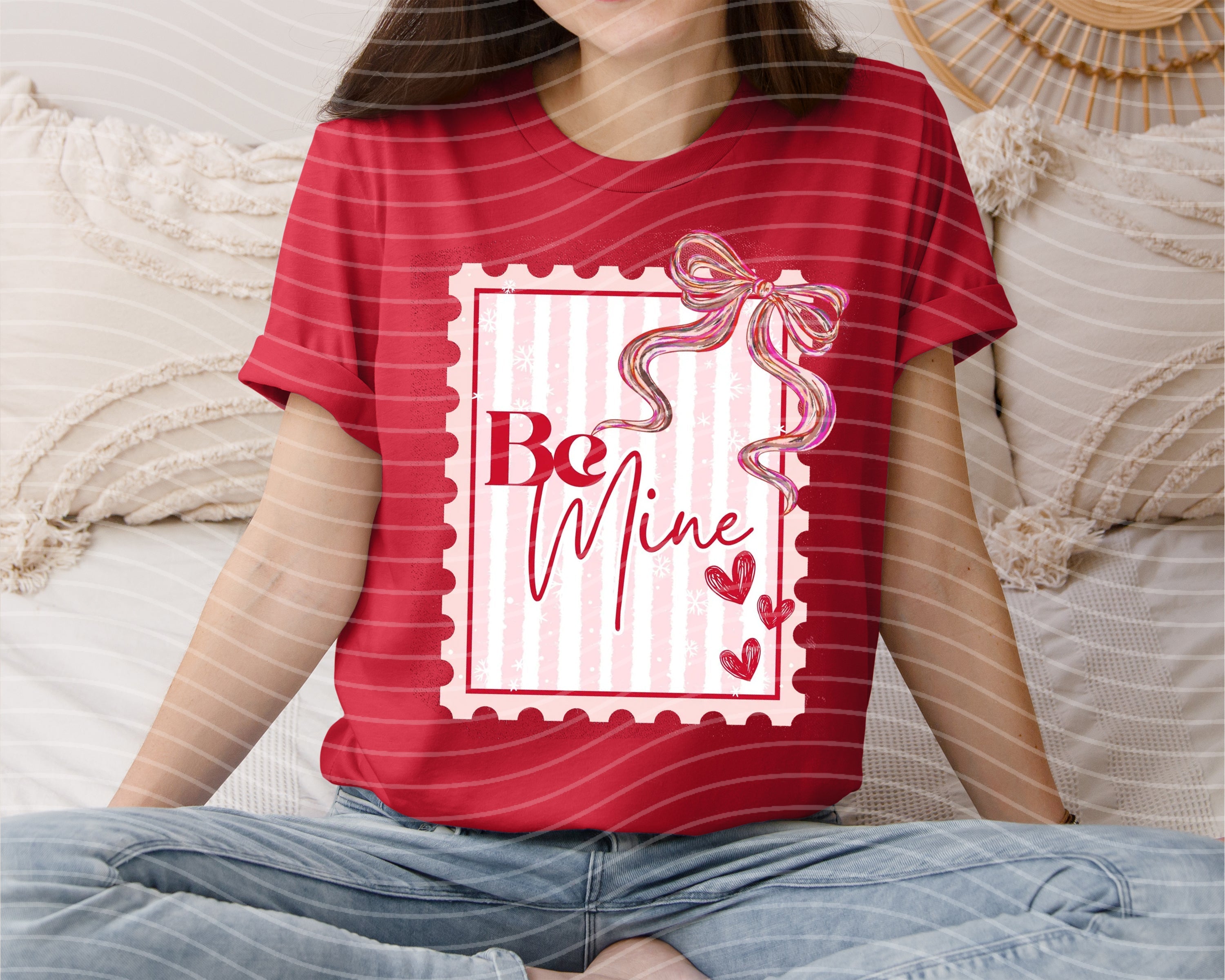 Be Mine Coquette graphic tee by Anchored Grace Boutique, featuring a stylish design on a casual cotton t-shirt.