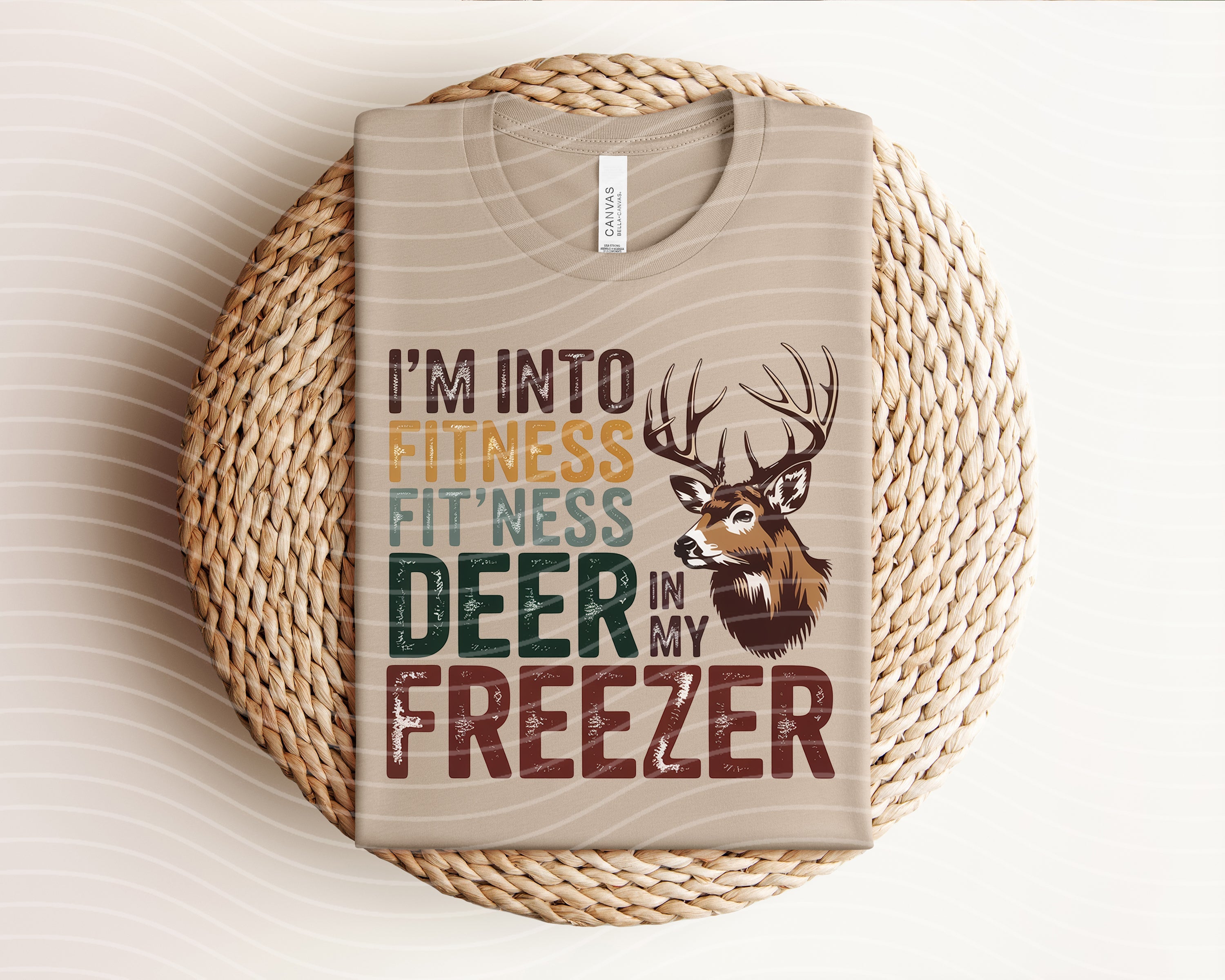 Fit'Ness Deer graphic tee by Anchored Grace Boutique featuring a playful deer illustration on a casual cotton t-shirt.