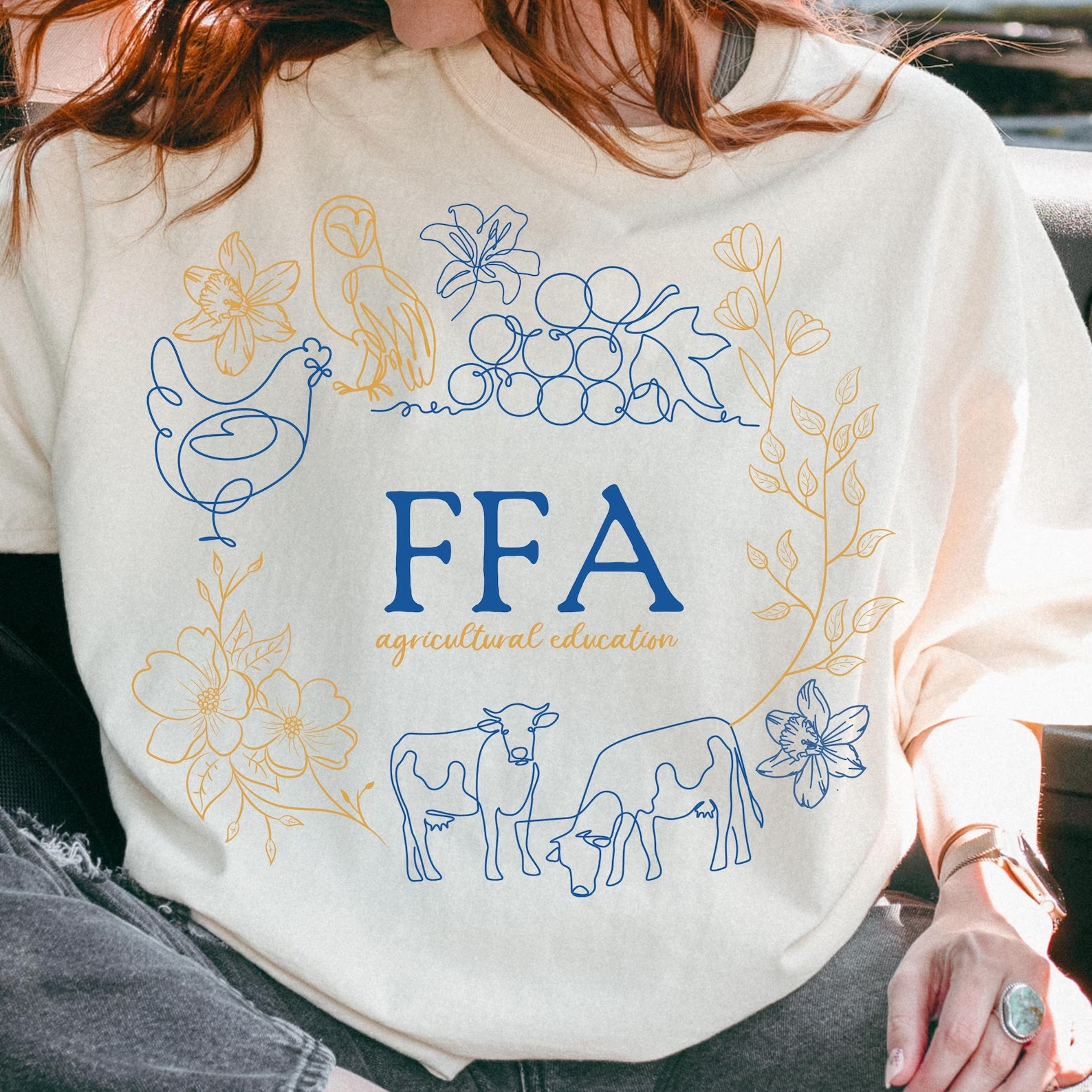 Anchored Grace Boutique FFA graphic tee featuring bold, colorful design on soft cotton fabric, casual and trendy for everyday wear.