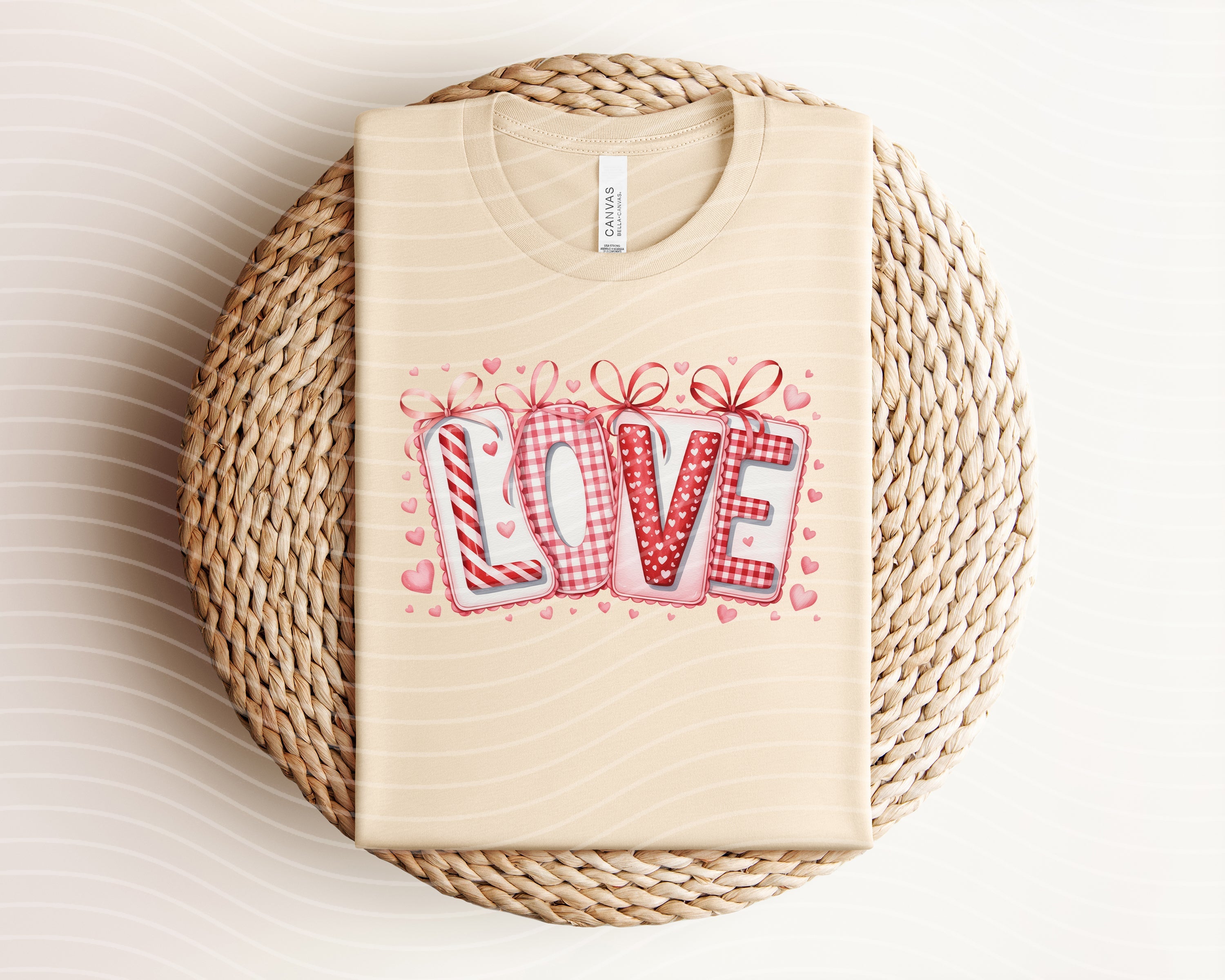 Anchored Grace Boutique Love Blocks graphic tee featuring colorful block lettering on a casual cotton t-shirt.