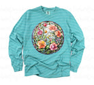 Floral stained glass graphic tee by Anchored Grace Boutique featuring vibrant floral design on a casual t-shirt.