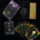 Mini Gold Crystalstruck Tarot© Card Deck by Moonstruck Crystals, featuring a close-up of the ornate tarot cards with gold accents.