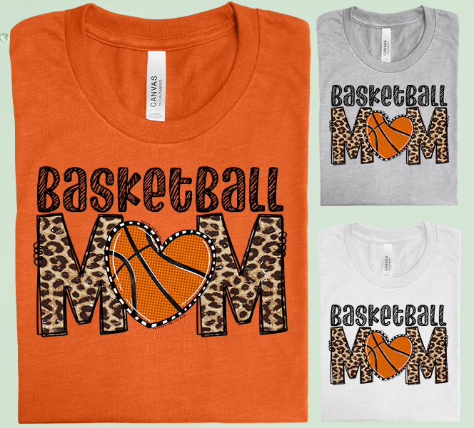 Basketball Mom graphic tee by Anchored Grace Boutique featuring a stylish design on a casual cotton t-shirt.