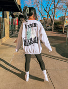 Black graphic sweatshirt from Shop Karma Tees featuring "Vibin' with My Demons" design and bold text on the front.