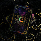 Gold Crystal Affirmations Golden Aura Edition card deck by Moonstruck Crystals, with shimmering gold and crystal-themed designs.