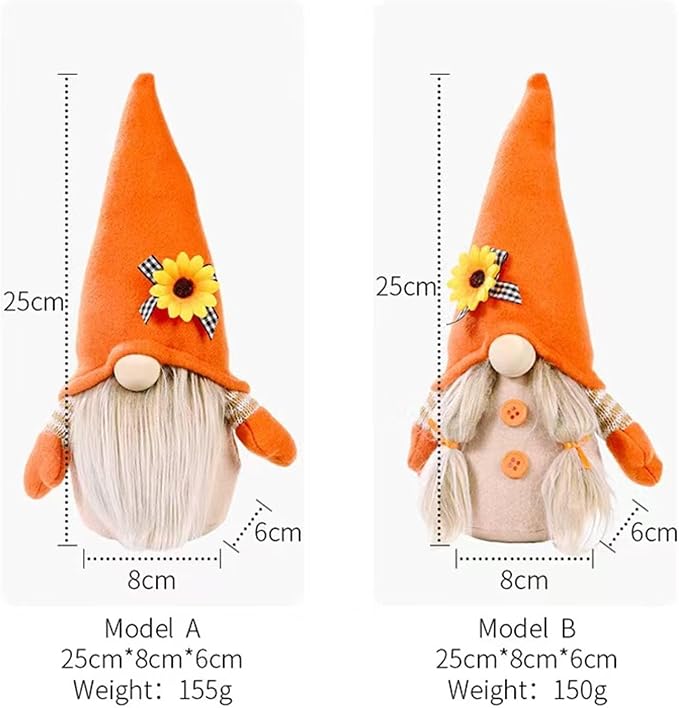 CozyNest Decor fall gnome plush doll with sunflower hat, perfect for farmhouse harvest table and Thanksgiving autumn decor.