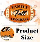 Rustic wooden autumn sign with football motif, celebrating Thanksgiving and harvest, ideal for home interior or exterior decor.